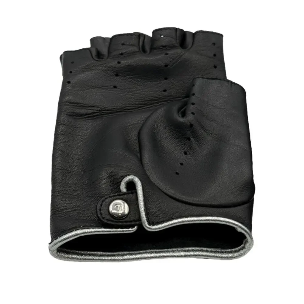 Chanel Quilted Lambskin Beaded CC Fingerless Gloves – Size 7½ – Rare!